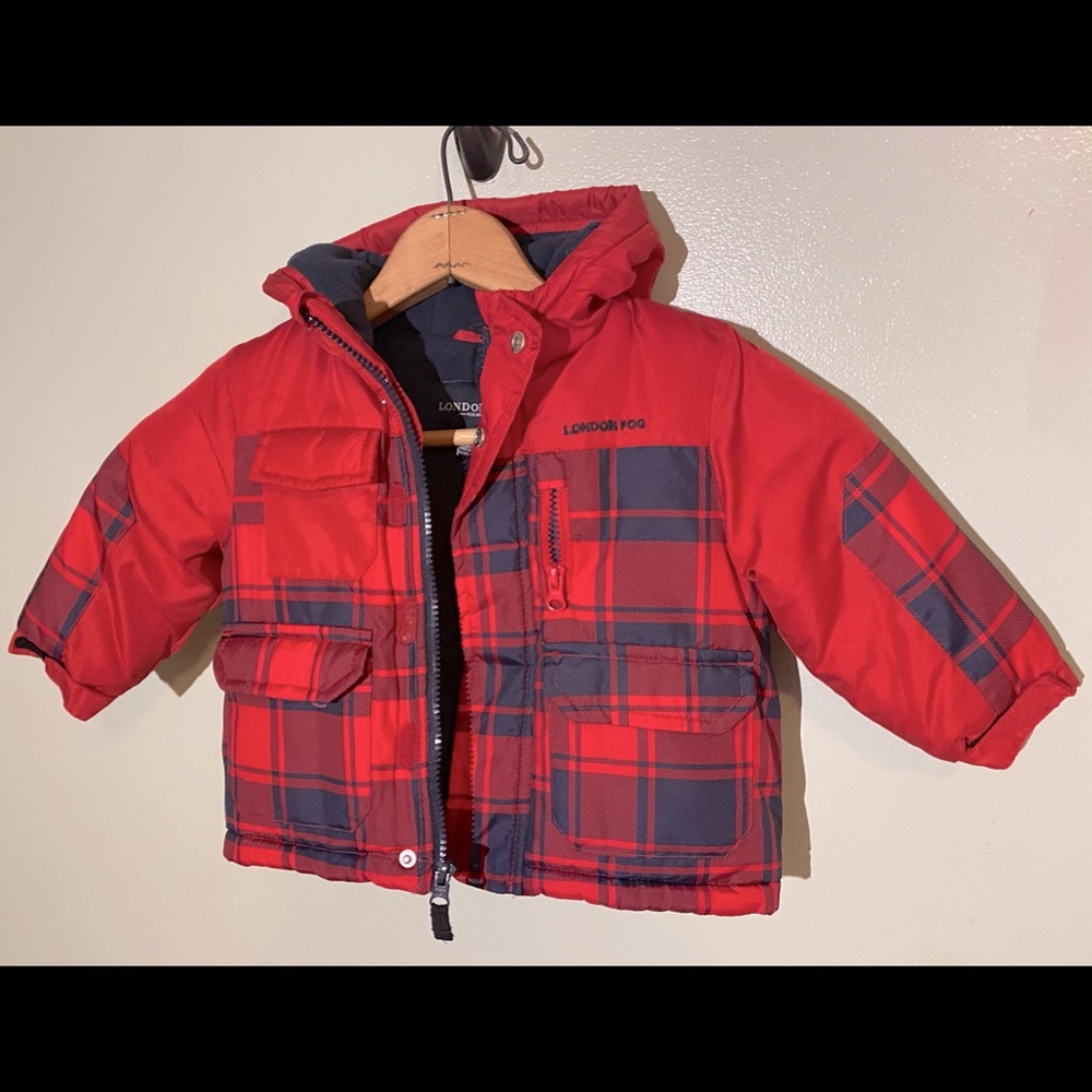 London Fog Coat, Red Blue , Size 18months